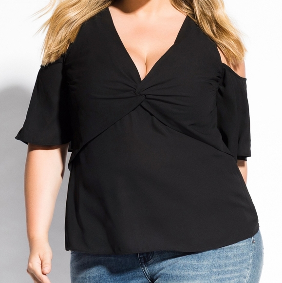 City Chic Tops - City Chic Cold Shoulder Top